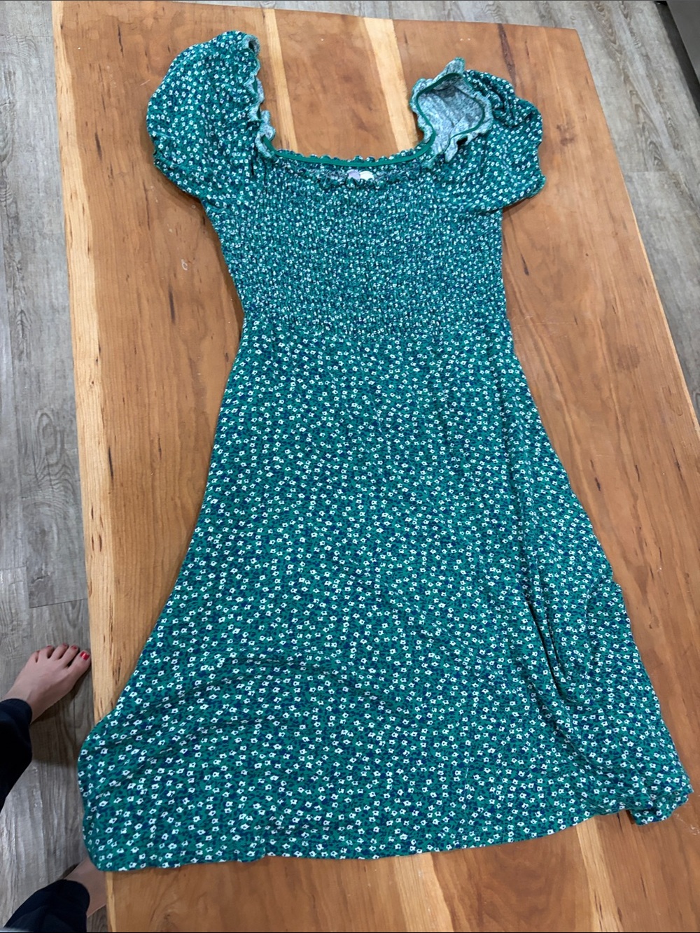 Alya Teal Floral Puff-Sleeve Maxi Dress